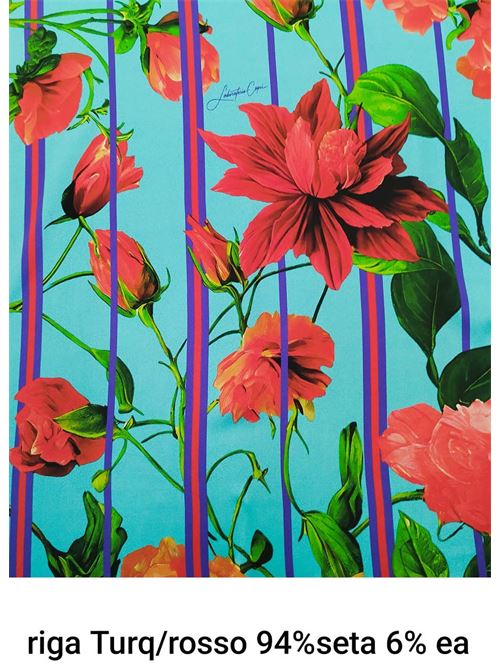 seta stretch con motivo di fiori Laboratorio Capri | SETASTRETCHRIGAROSSOTURQRIGAROSSOTURQ